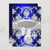 ブルー王室のダイアモンドティアラプリンセススウィート16招待状 招待状 (正面/裏面)