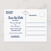 ブルー王室のダイヤモンドとハートが日付カードを保存 案内ポストカード (裏面)