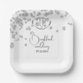 ブルー王室のダイヤモンドとハート結婚ズ ペーパープレート (正面)