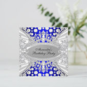 ブルー王室のダイヤモンドジュエルバースデーパーティー招待状 招待状 (スタンド正面)