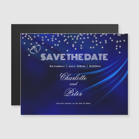 ブルー王室のダイヤモンドハート保存日付の磁気 (正面/裏面)