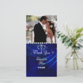 ブルー王室のダイヤモンド/ハートありがとうフォトカード サンキューカード (スタンド正面)