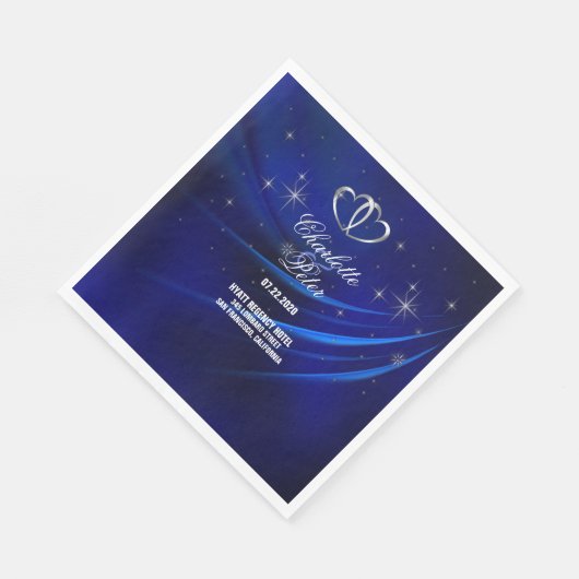 ブルー王室のダイヤモンド/ハートズ結婚紙ナプキンス スタンダードランチョンナプキン (角)