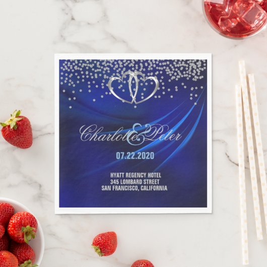 ブルー王室のダイヤモンド/ハートズ結婚紙ナプキンス スタンダードランチョンナプキン (インサイチュ)