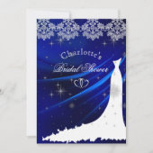 ブルー王室のダイヤモンド&ハートブライダルシャワー 招待状 (正面)