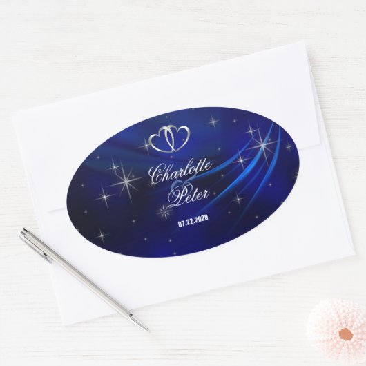 ブルー王室のダイヤモンド/ハート結婚式用シール 楕円形シール (封筒)