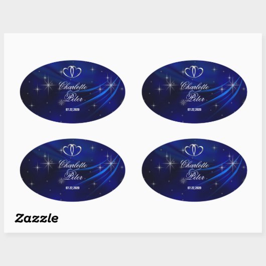 ブルー王室のダイヤモンド/ハート結婚式用シール 楕円形シール (シート)