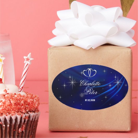 ブルー王室のダイヤモンド/ハート結婚式用シール 楕円形シール (パーティー)