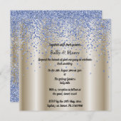 ブルー王室のダイヤ結婚モンドの青色の結晶金ゴールド 招待状 (正面/裏面)