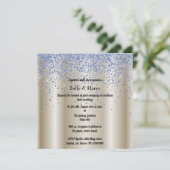 ブルー王室のダイヤ結婚モンドの青色の結晶金ゴールド 招待状 (スタンド正面)