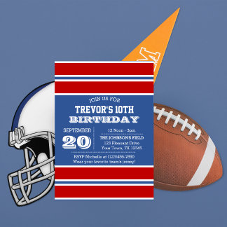 ブルー王室のチ赤と白ーム誕生日招待状 招待状