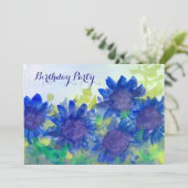 ブルー王室のデイジーフラワーズ80thバースデーパーティー 招待状 (スタンド正面)