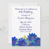 ブルー王室のデイジーフラワーズ80thバースデーパーティー 招待状 (裏面)