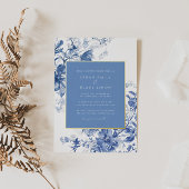 ブルー王室のトワールフローラフォイル結婚式招待状 箔招待状