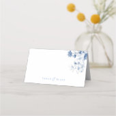 ブルー王室のトワールフローラ折り結婚畳み座席表 プレイスカード (裏面)