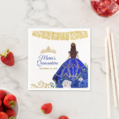 ブルー王室のドレスキンセアニラクラウン誕生日ナップ スタンダードカクテルナプキン (インサイチュ)