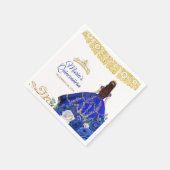 ブルー王室のドレスキンセアニラクラウン誕生日ナップ スタンダードカクテルナプキン (角)