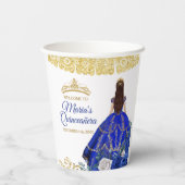 ブルー王室のドレスクインセアニラクラウン誕生日パペ 紙コップ (裏面)