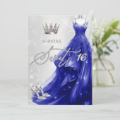 ブルー王室のドレススノーフレーク冬の甘い16 招待状 (スタンド正面)
