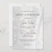 ブルー王室のドレススノーフレーク冬の甘い16 招待状 (裏面)