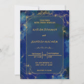 ブルー王室のニカイスラム結婚式招待状 招待状 (正面)