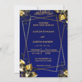 ブルー王室のニカイスラム結婚式招待状 招待状 (正面)