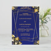 ブルー王室のニカイスラム結婚式招待状 招待状 (スタンド正面)