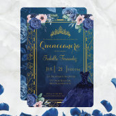 ブルー王室のネイビーバラグリッタードレスキンセアニェラ 招待状