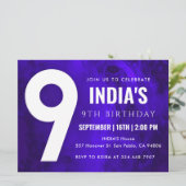 ブルー王室のネオン9th誕生日招待状 招待状 (スタンド正面)