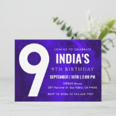 ブルー王室のネオン9th誕生日招待状 招待状 (スタンド正面)