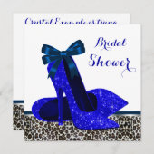 ブルー王室のハイヒールブライダルシャワー 招待状 (正面/裏面)