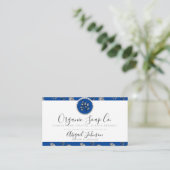 ブルー王室のハンドドローバラと葉アーティザンズ 名刺 (スタンド正面)