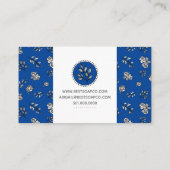 ブルー王室のハンドドローバラと葉アーティザンズ 名刺 (裏面)