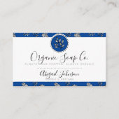 ブルー王室のハンドドローバラと葉アーティザンズ 名刺 (正面)