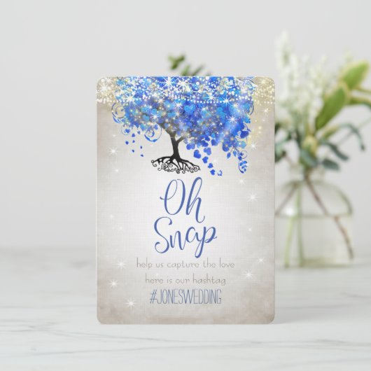 ブルー王室のハートリーフツリーシルバーズ結婚ハッシュタグ (スタンド正面)