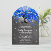 ブルー王室のハートリーフツリーブライダルシャワー招待状 招待状 (スタンド正面)