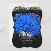 ブルー王室のハートリーフツリーメイソンジャーンオンブラック 招待状 (裏面)