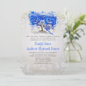ブルー王室のハートリーフツリー結婚式の招待 招待状 (スタンド正面)