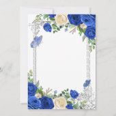 ブルー王室のバタフライガーデンパーティー80誕生日 招待状 (裏面)