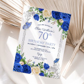 ブルー王室のバタフライガーデンパーティー80誕生日 招待状