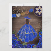 ブルー王室のバラウエスタンチャロ素朴キンセアニェラ 招待状 (裏面)