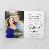 ブルー王室のバラエレガントロマン結婚ト 招待状 (内部)