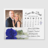 ブルー王室のバラカレンダーと写真救日グマッグ マグネット招待状 (正面)