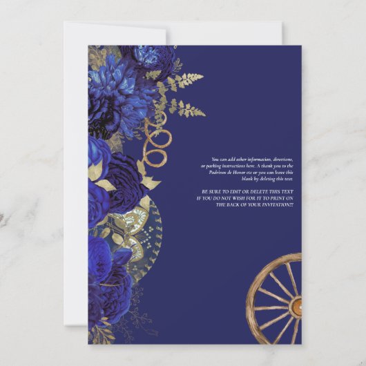 ブルー王室のバラカントリーウエスタンシャルロキンセアニェラ 招待状 (裏面)