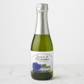 ブルー王室のバラクラッシー結婚ズサンキューミニ スパークリングワインラベル (正面)