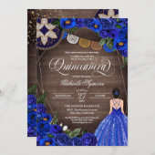 ブルー王室のバラチャロカントリーガウンキンセアニェラ 招待状 (正面/裏面)