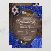 ブルー王室のバラチャロカントリーグラムキンセアニェラ 招待状 (正面/裏面)