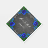 ブルー王室のバラチョークボード秋の結婚式 スタンダードランチョンナプキン (角)