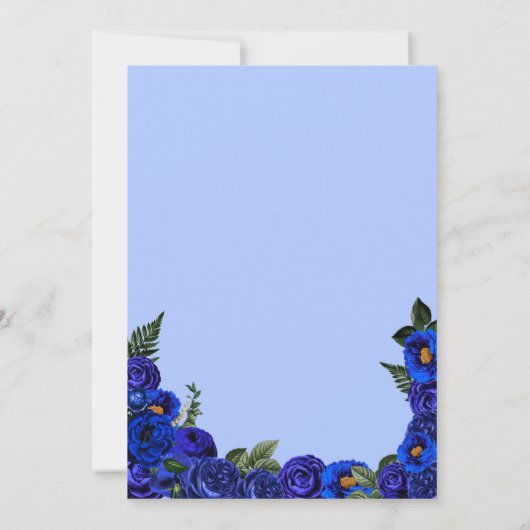 ブルー王室のバラドレエレガントスティアラキンセアニェラ 招待状 (裏面)