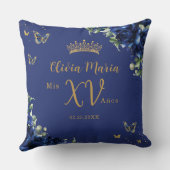 ブルー王室のバラフローラ写真キンセアニラメメント クッション (裏面)